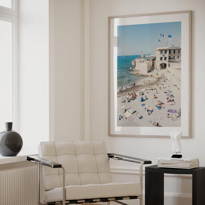 Sunny Beach Day at Club Nautique de Nice - Vibrant Coastal Oil Painting