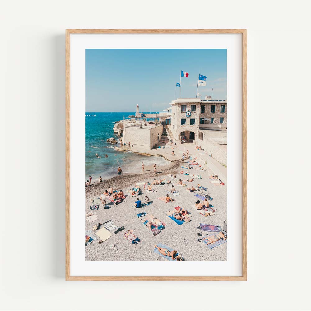 Sunny Beach Day at Club Nautique de Nice - Vibrant Coastal Oil Painting