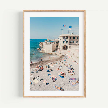 Sunny Beach Day at Club Nautique de Nice - Vibrant Coastal Oil Painting