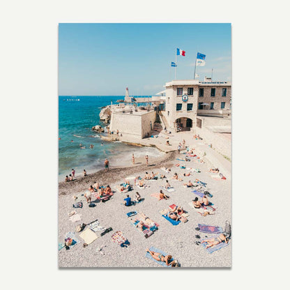 Sunny Beach Day at Club Nautique de Nice - Vibrant Coastal Oil Painting