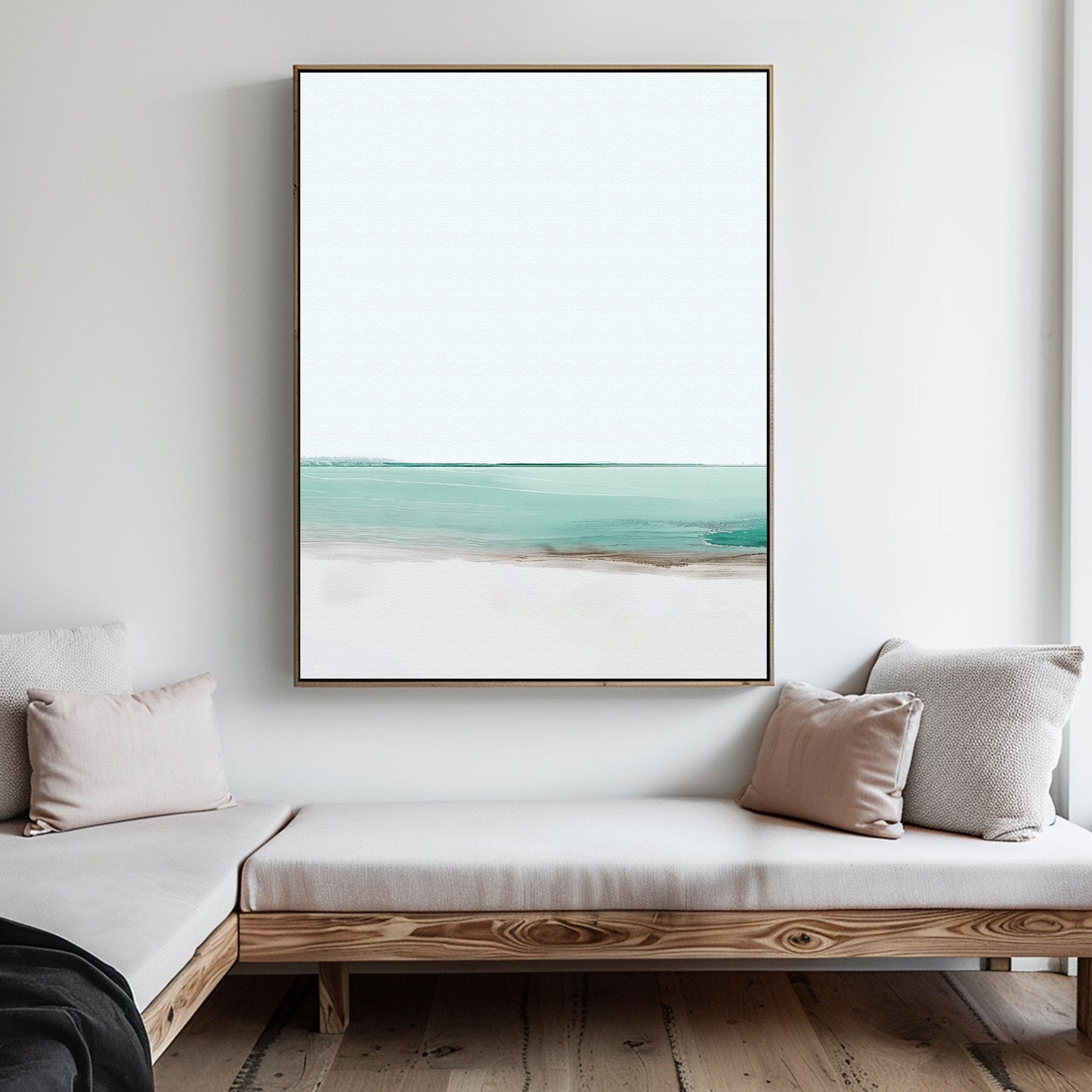 Tranquil Coastal Abstract Oil Painting for Modern Home Decor