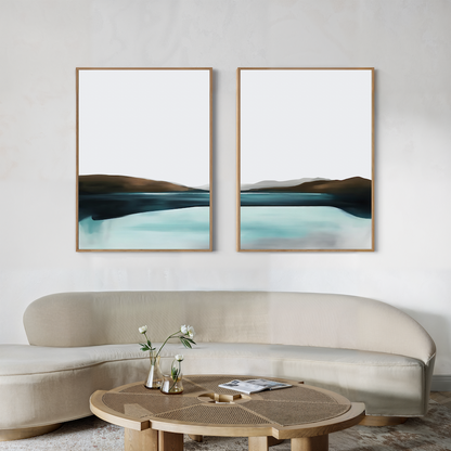 Serene Coastal Landscape Diptych Wall Art for Tranquil Home Decor