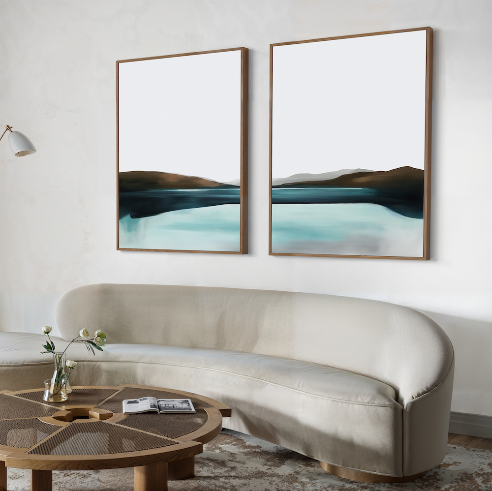 Serene Coastal Landscape Diptych Wall Art for Tranquil Home Decor