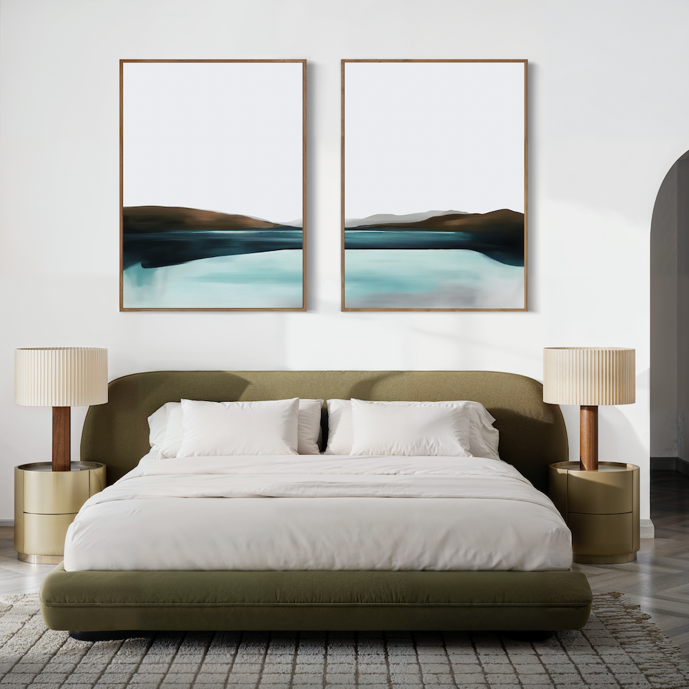 Serene Coastal Landscape Diptych Wall Art for Tranquil Home Decor