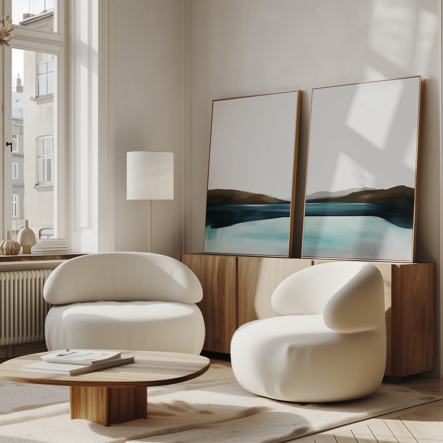 Serene Coastal Landscape Diptych Wall Art for Tranquil Home Decor