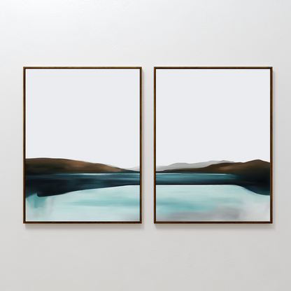 Serene Coastal Landscape Diptych Wall Art for Tranquil Home Decor