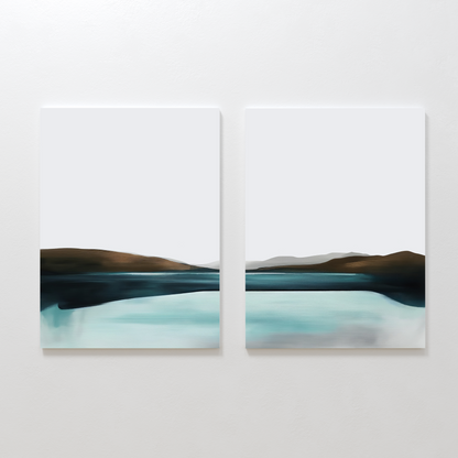 Serene Coastal Landscape Diptych Wall Art for Tranquil Home Decor