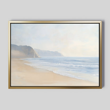 Serene Coastal Cliffs Oil Painting - Tranquil Beach Landscape Wall Art Decor