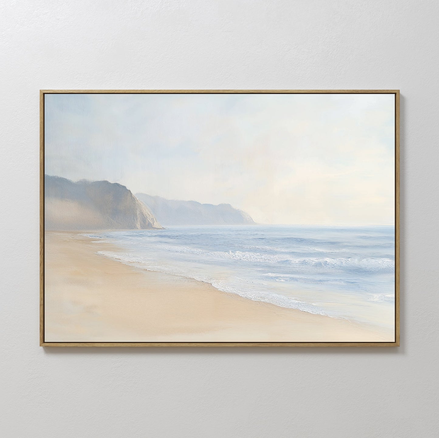 Serene Coastal Cliffs Oil Painting - Tranquil Beach Landscape Wall Art Decor