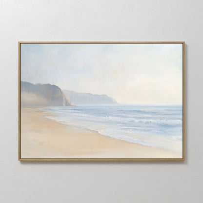 Serene Coastal Cliffs Oil Painting - Tranquil Beach Landscape Wall Art Decor