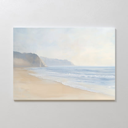Serene Coastal Cliffs Oil Painting - Tranquil Beach Landscape Wall Art Decor