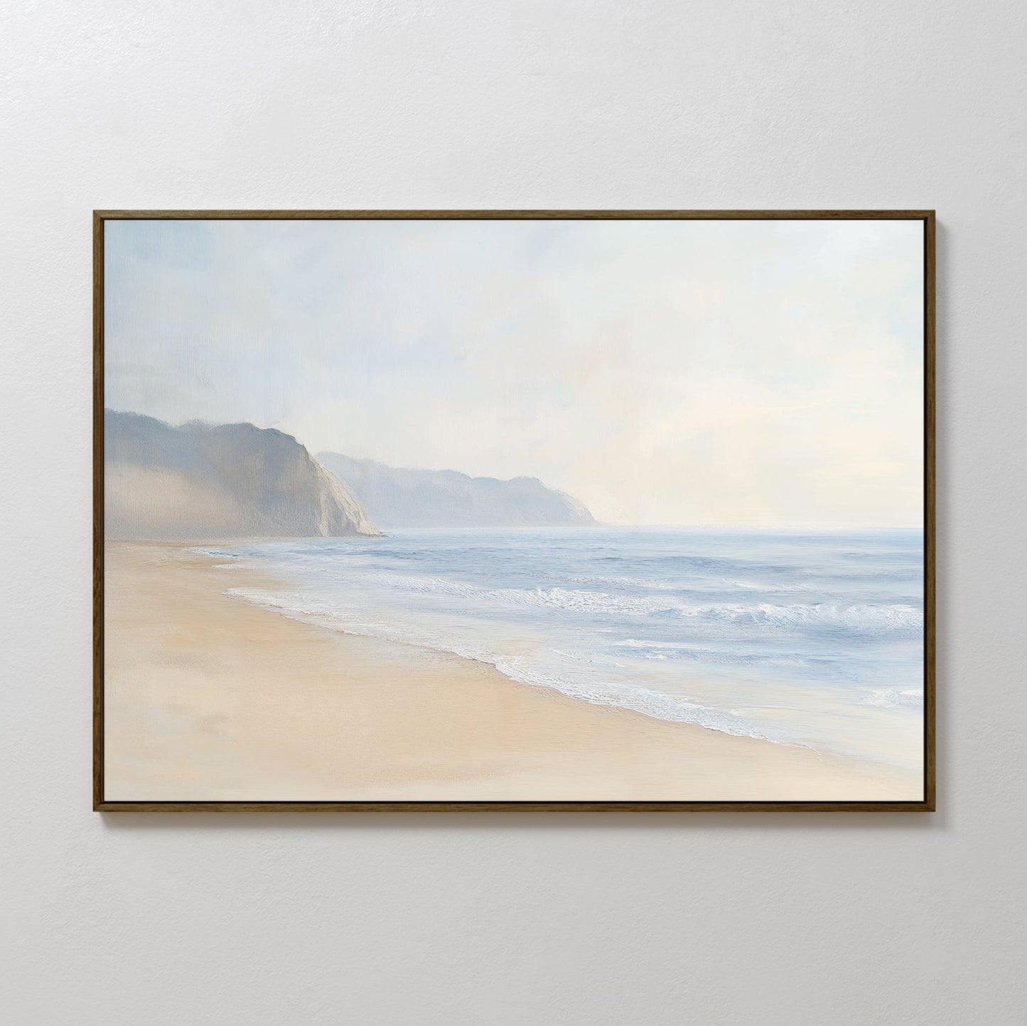 Serene Coastal Cliffs Oil Painting - Tranquil Beach Landscape Wall Art Decor