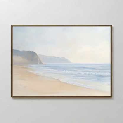 Serene Coastal Cliffs Oil Painting - Tranquil Beach Landscape Wall Art Decor