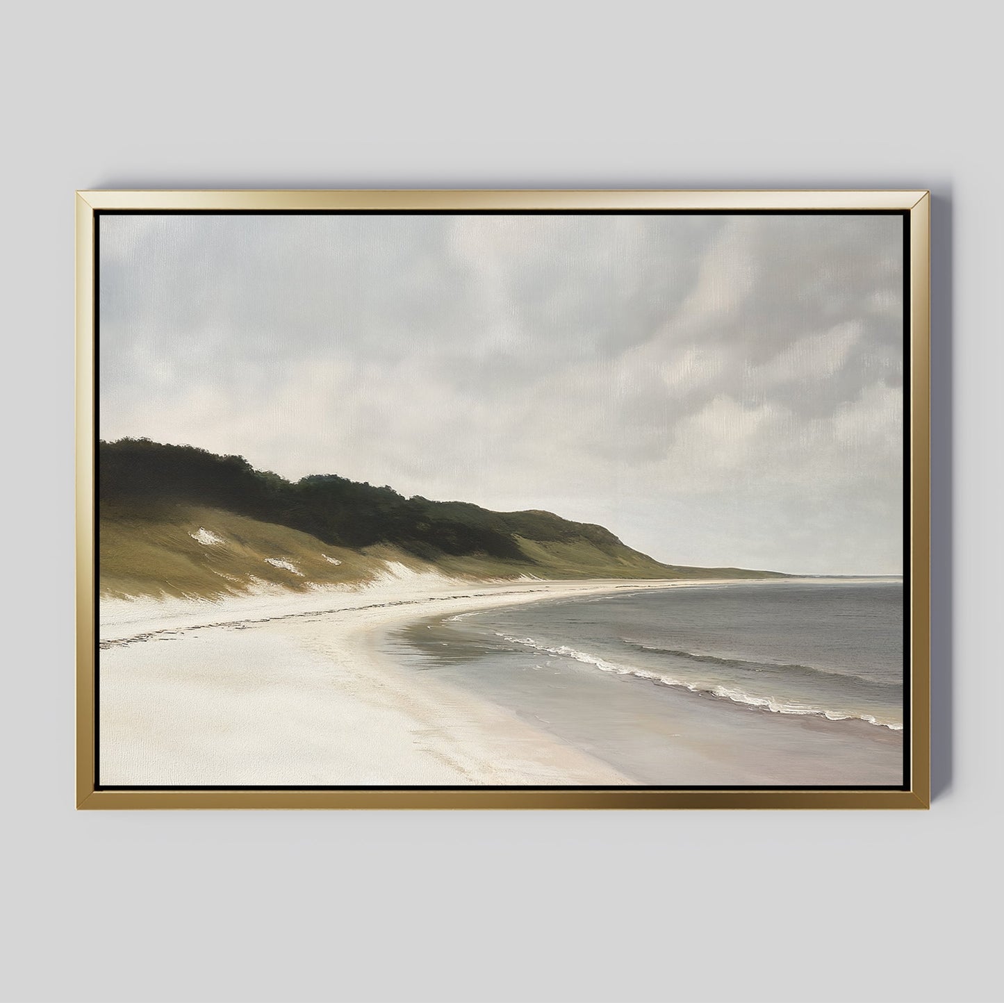 Tranquil Coastal Landscape Oil Painting for Serene Home Decor