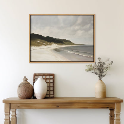 Tranquil Coastal Landscape Oil Painting for Serene Home Decor