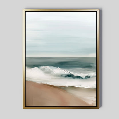 Serene Coastal Waves Abstract Oil Painting for Beach Home Decor