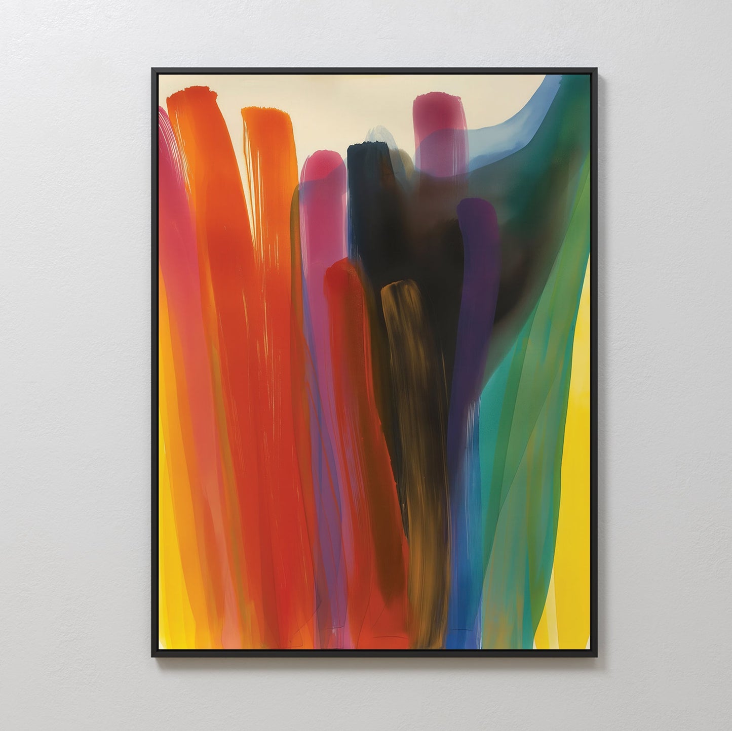 Vibrant Color Cascade Abstract Oil Painting for Modern Home Decor