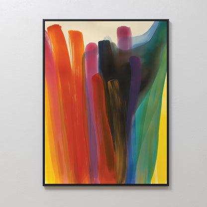 Vibrant Color Cascade Abstract Oil Painting for Modern Home Decor