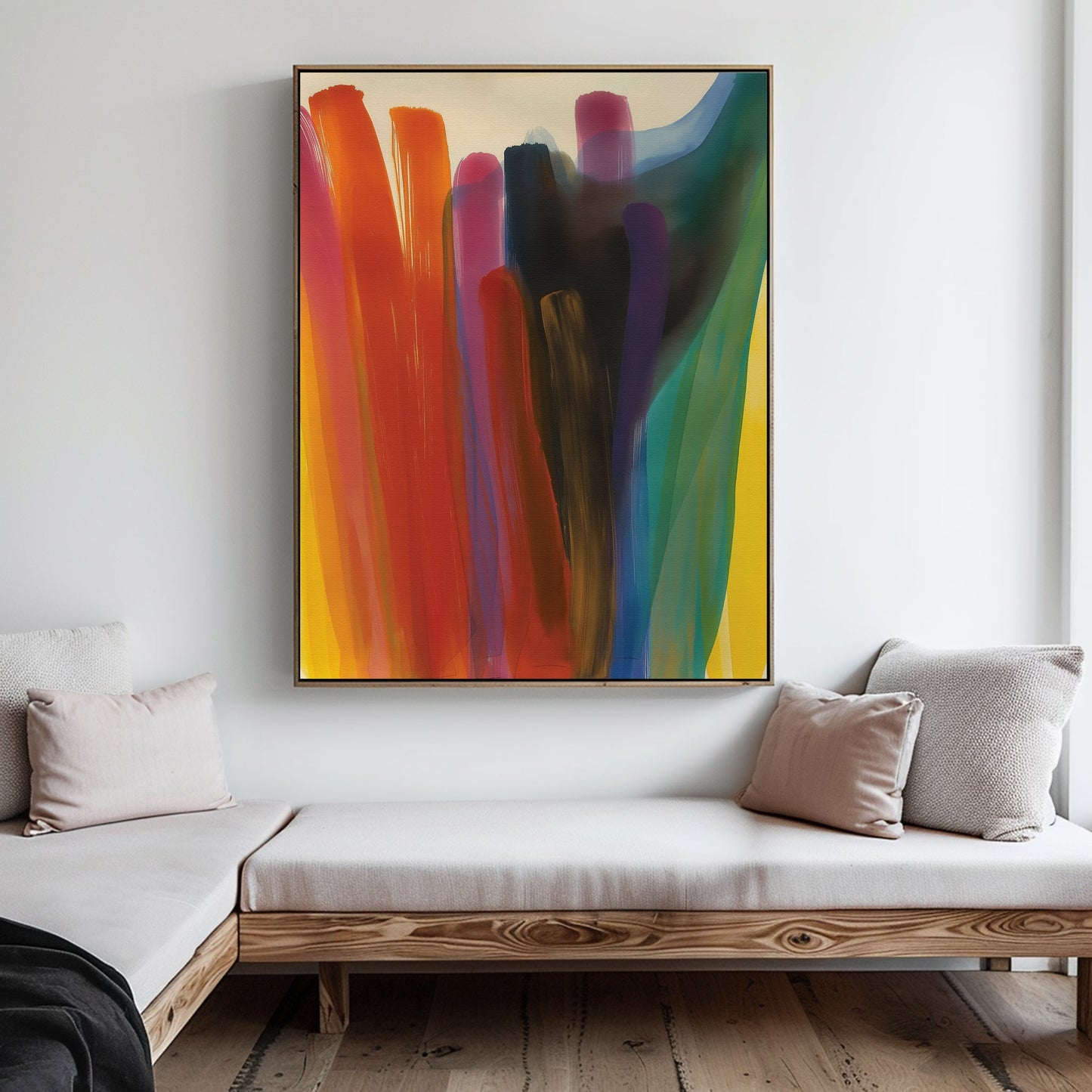 Vibrant Color Cascade Abstract Oil Painting for Modern Home Decor