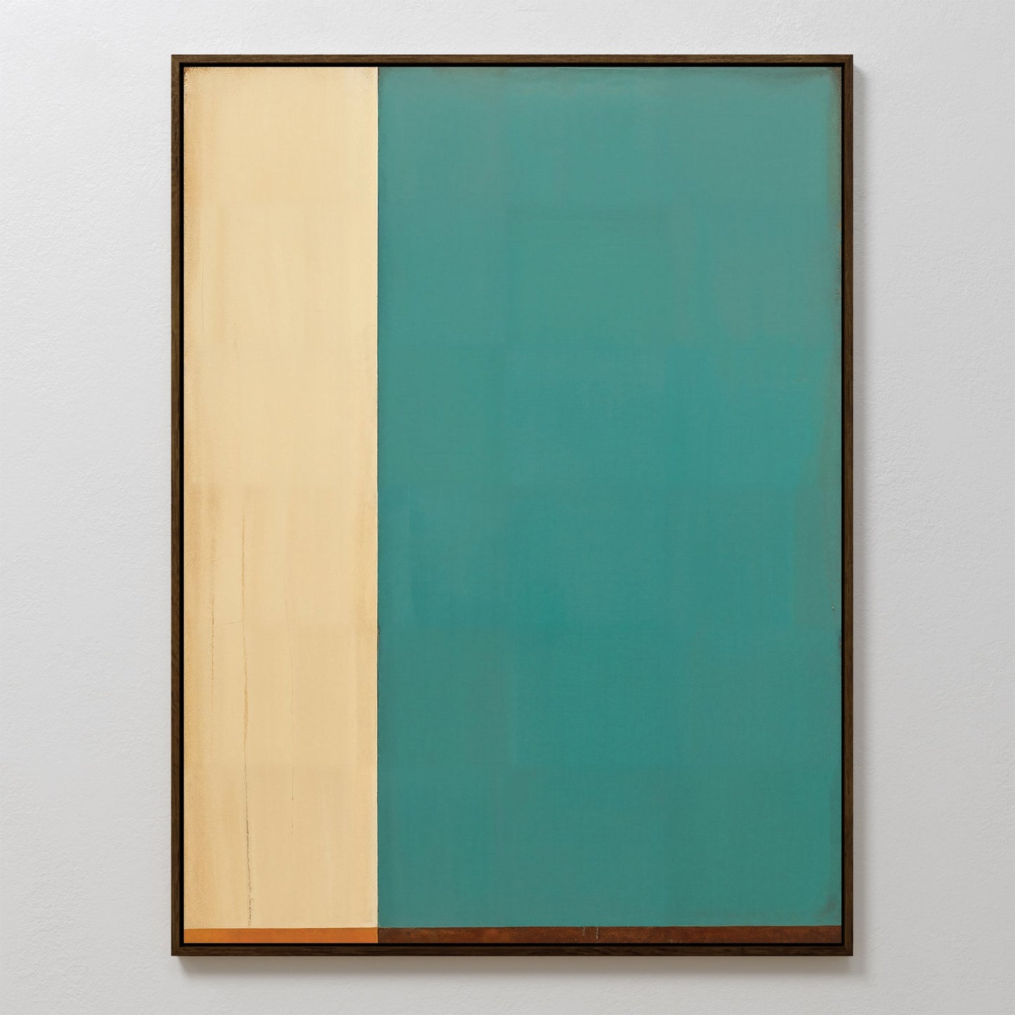 Vibrant Teal and Cream Abstract Oil Painting for Modern Home Decor