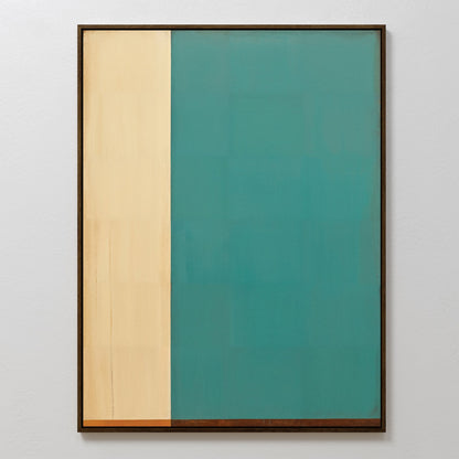 Vibrant Teal and Cream Abstract Oil Painting for Modern Home Decor