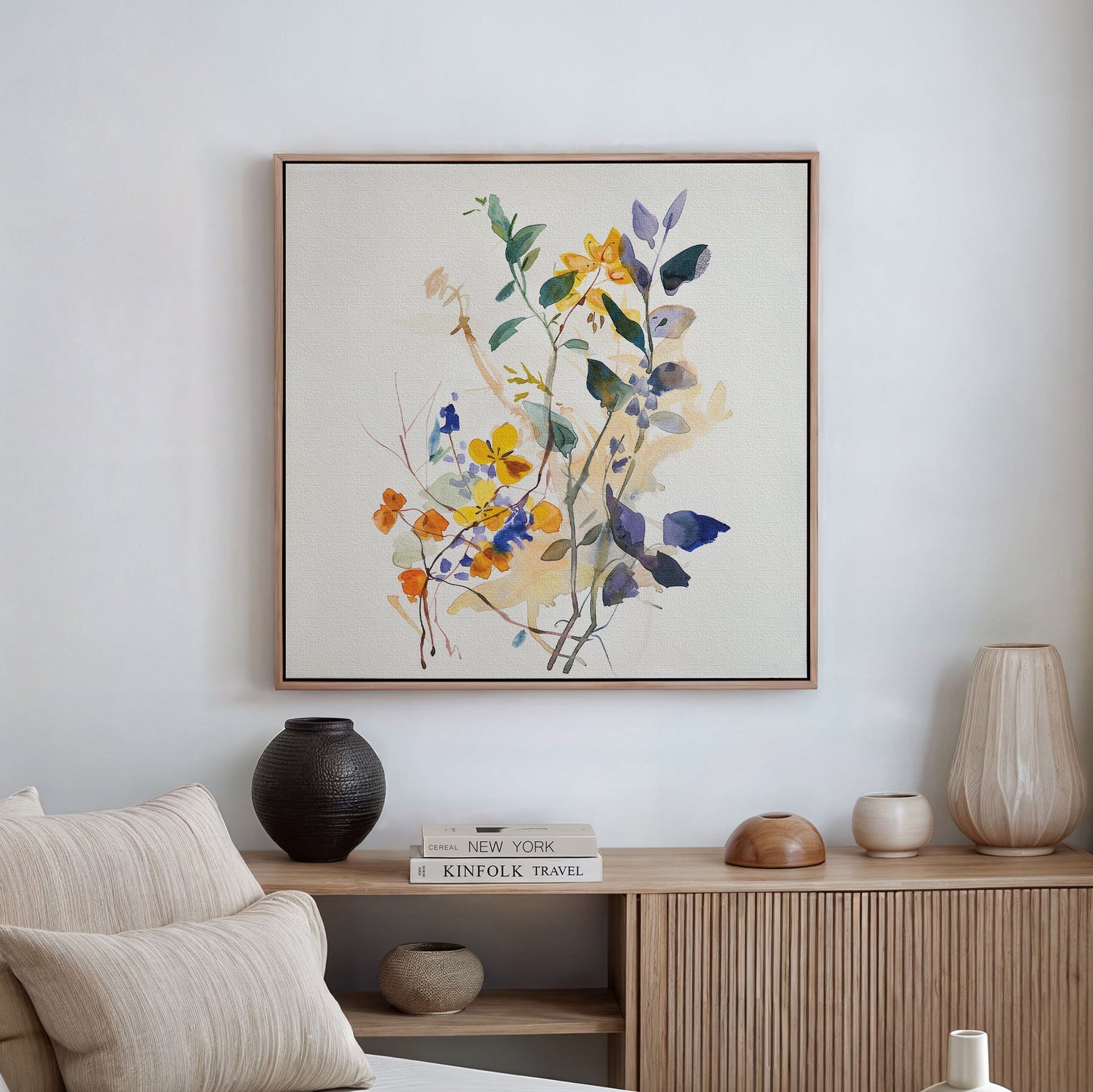 Vibrant Floral Branches Oil Painting for Home and Office Decor
