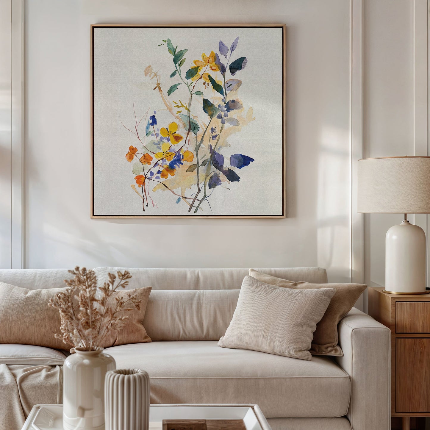Vibrant Floral Branches Oil Painting for Home and Office Decor
