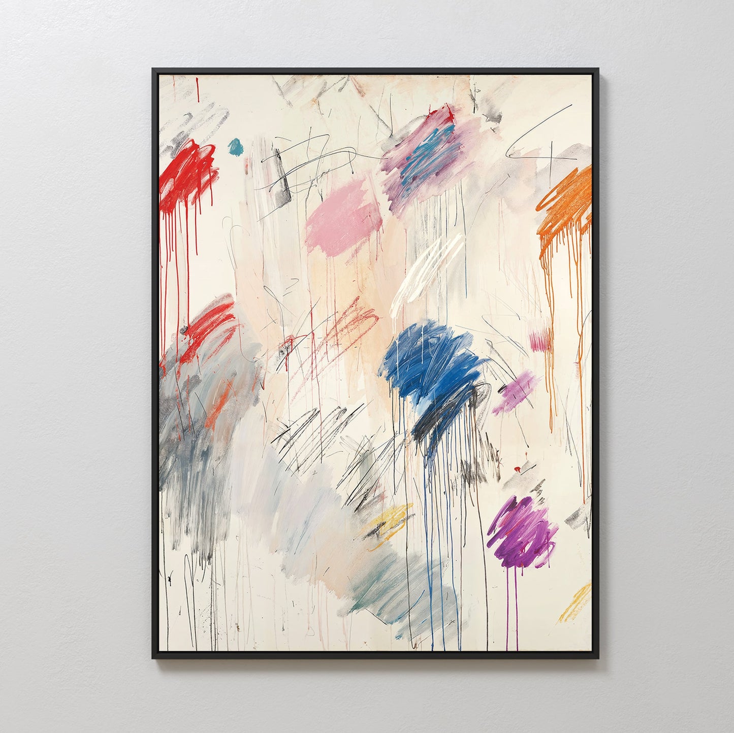 Vibrant Abstract Oil Painting with Dripping Colorful Brushstrokes for Modern Art Lovers