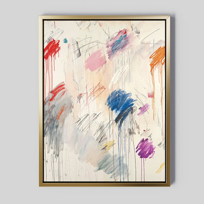 Vibrant Abstract Oil Painting with Dripping Colorful Brushstrokes for Modern Art Lovers