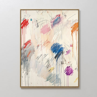 Vibrant Abstract Oil Painting with Dripping Colorful Brushstrokes for Modern Art Lovers