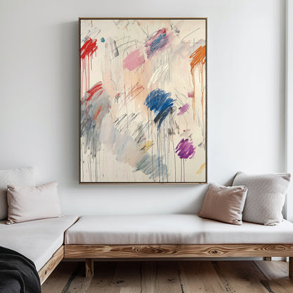 Vibrant Abstract Oil Painting with Dripping Colorful Brushstrokes for Modern Art Lovers