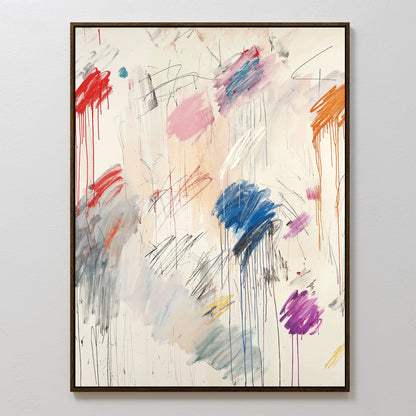 Vibrant Abstract Oil Painting with Dripping Colorful Brushstrokes for Modern Art Lovers