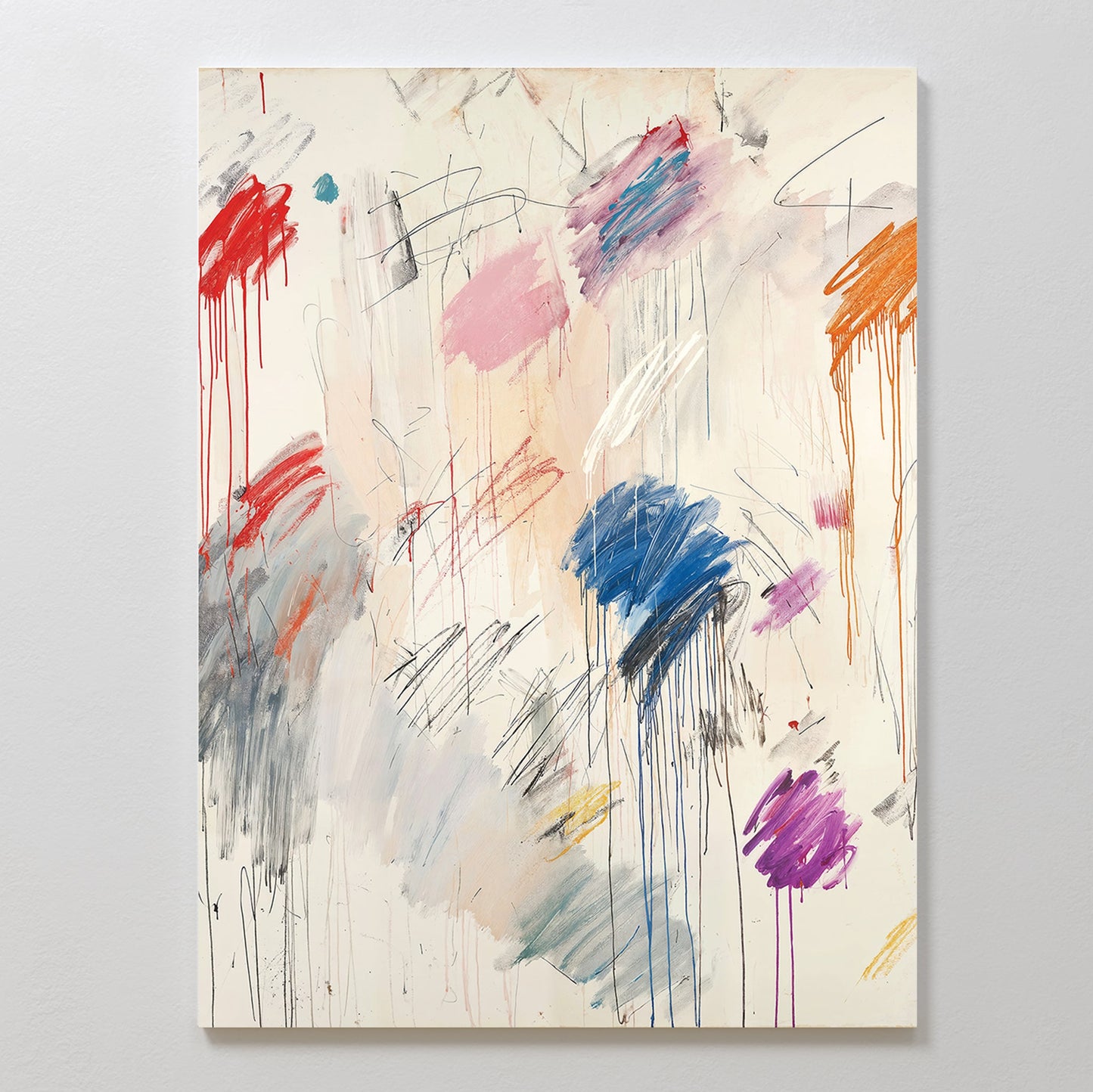 Vibrant Abstract Oil Painting with Dripping Colorful Brushstrokes for Modern Art Lovers