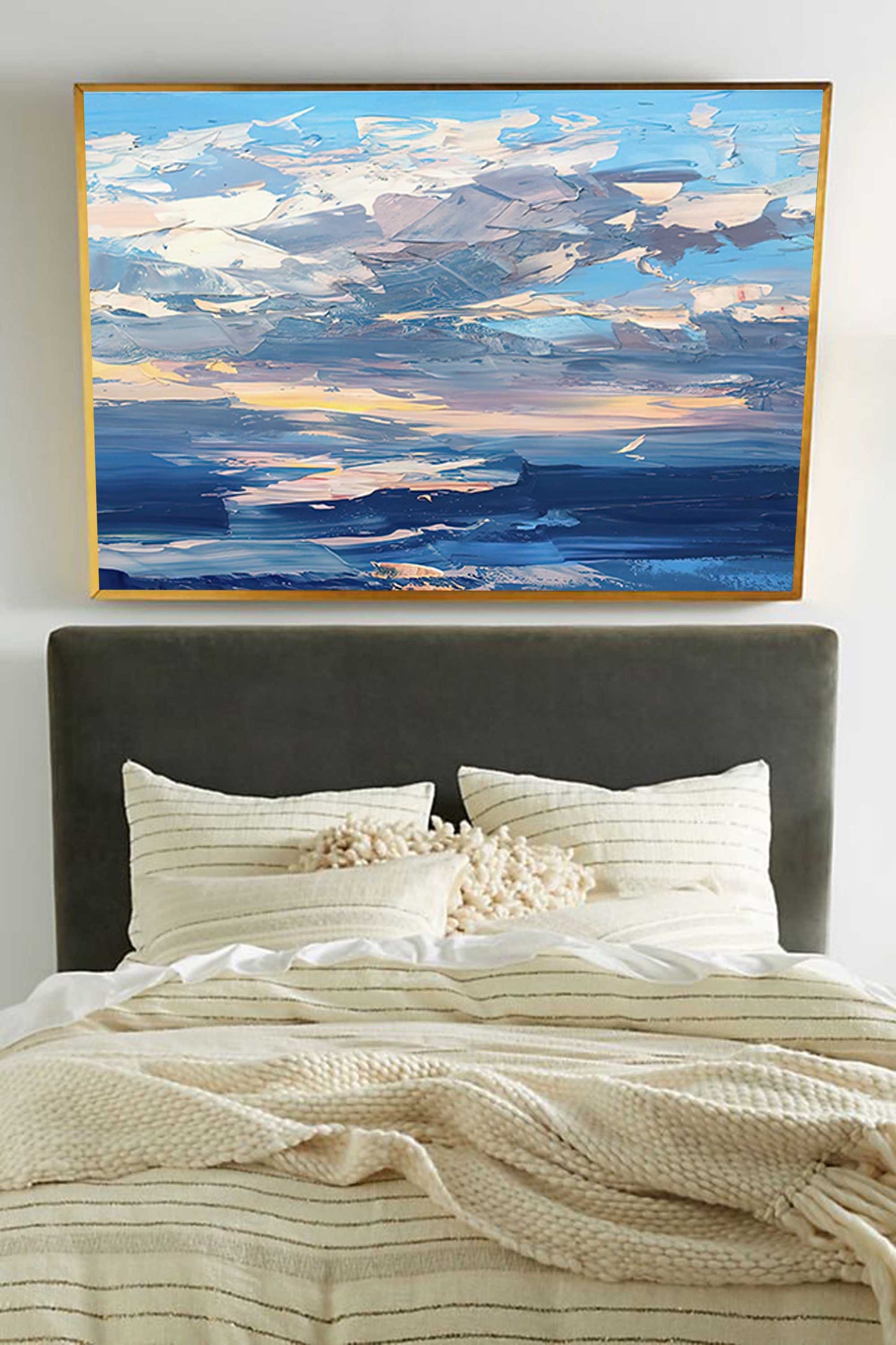 Serene Ocean Sky Oil Painting - Vibrant Coastal Landscape Art