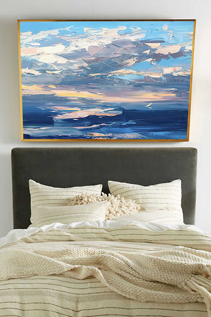 Serene Ocean Sky Oil Painting - Vibrant Coastal Landscape Art