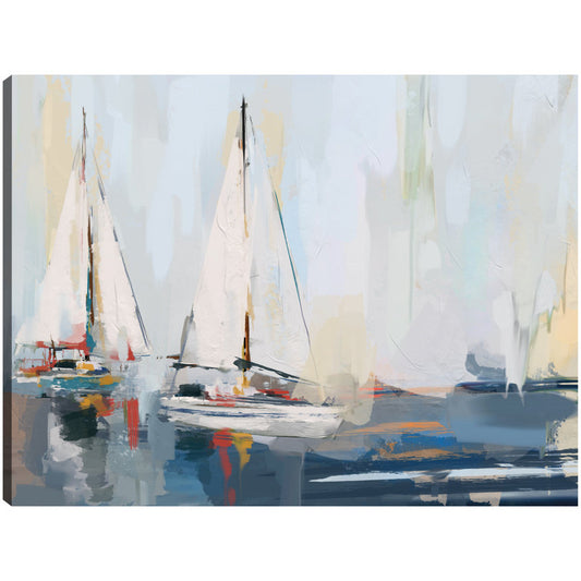 Serene Sailing Scene Oil Painting - Coastal Canvas Art for Nautical Home Decor