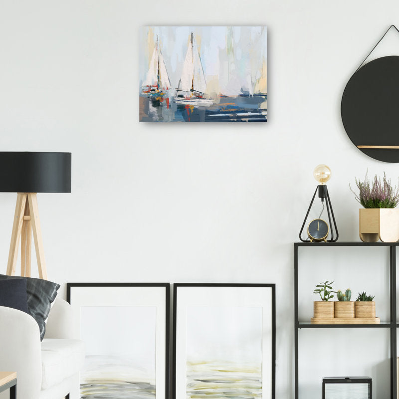 Serene Sailing Scene Oil Painting - Coastal Canvas Art for Nautical Home Decor