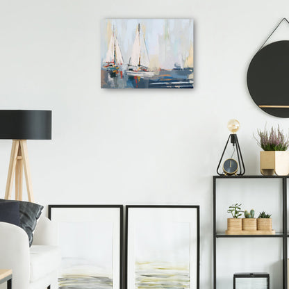 Serene Sailing Scene Oil Painting - Coastal Canvas Art for Nautical Home Decor