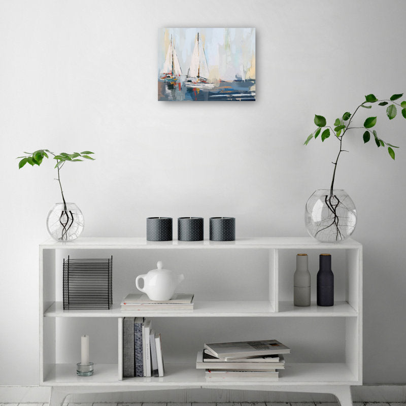 Serene Sailing Scene Oil Painting - Coastal Canvas Art for Nautical Home Decor