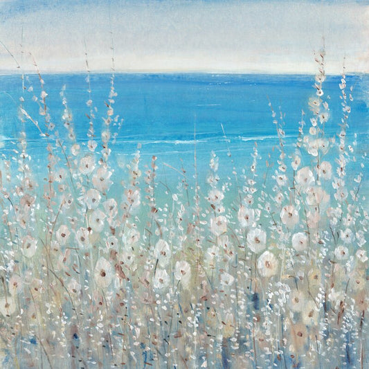 Serene Coastal Flora Oil Painting