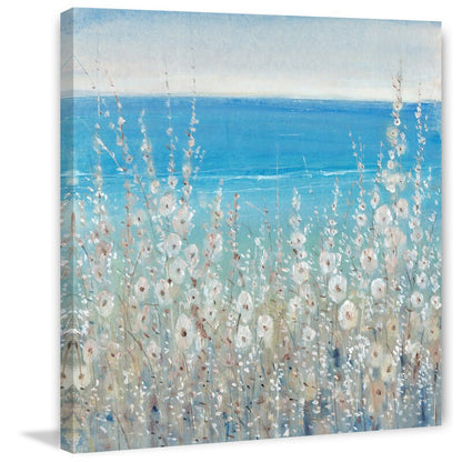 Serene Coastal Flora Oil Painting