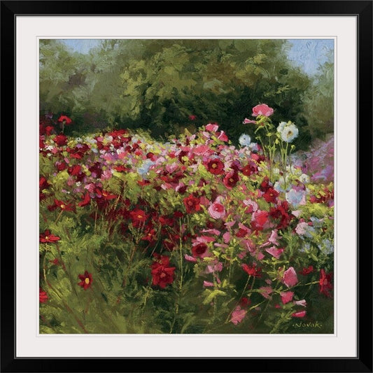 Vibrant Oil Painting of a Colorful Flower Garden