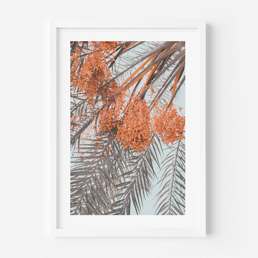 Tropical Palm Fronds with Vibrant Orange Flowers | Beautiful Oil Painting