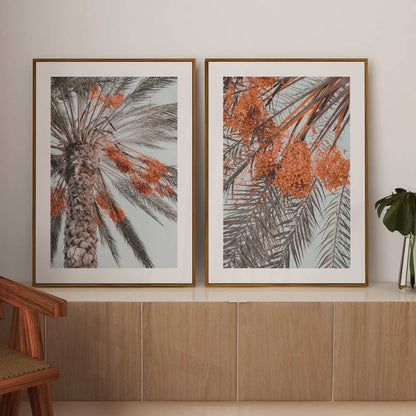 Tropical Palm Fronds with Vibrant Orange Flowers | Beautiful Oil Painting
