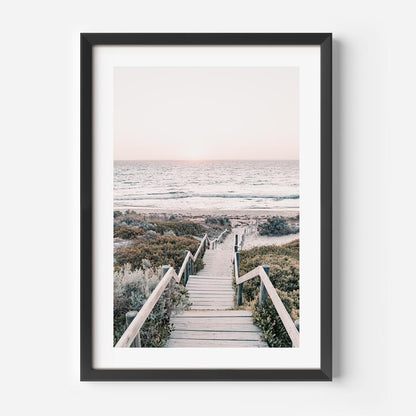 Serene Cottesloe Beach Sunset Oil Painting – Coastal Pathway Artwork for Home Decor