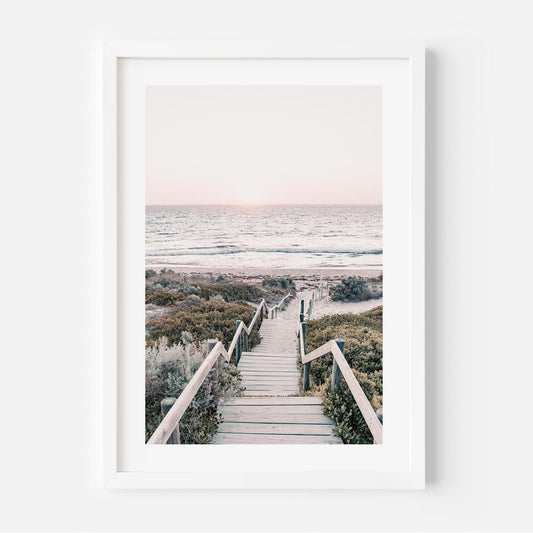 Serene Cottesloe Beach Sunset Oil Painting – Coastal Pathway Artwork for Home Decor