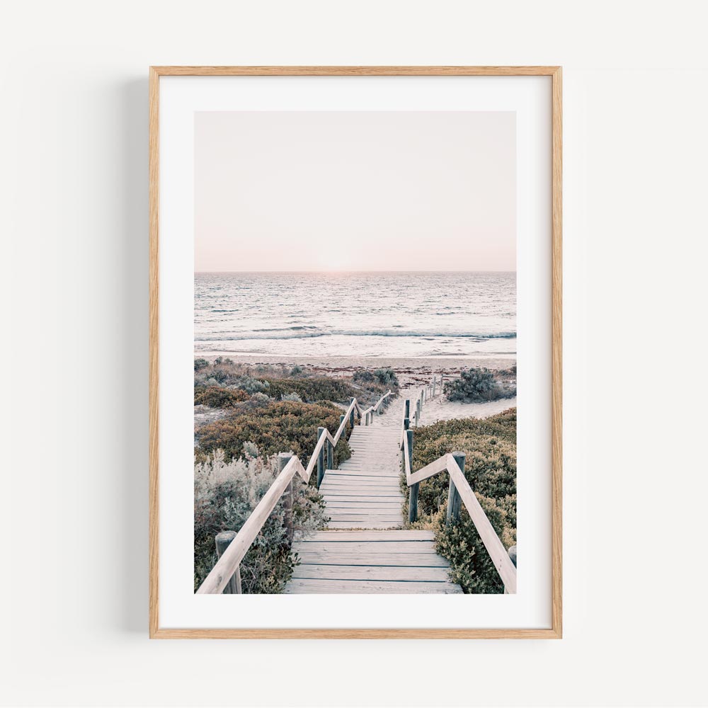 Serene Cottesloe Beach Sunset Oil Painting – Coastal Pathway Artwork for Home Decor