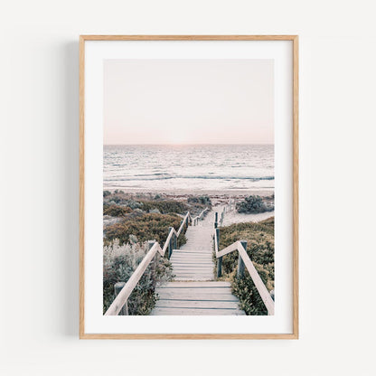 Serene Cottesloe Beach Sunset Oil Painting – Coastal Pathway Artwork for Home Decor