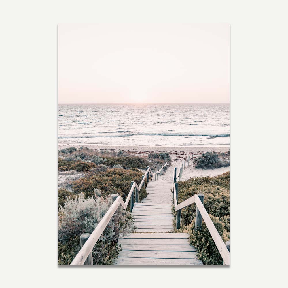 Serene Cottesloe Beach Sunset Oil Painting – Coastal Pathway Artwork for Home Decor