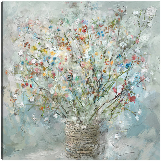 Charming Floral Bouquet in Soft Pastels - Nature-Inspired Oil Painting for Home Decor